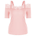 Summer Top T Shirt Women Fashion Solid Casual Short Sleeve Lace Off Shoulder Tops Tshirt Women Camisetas Verano Mujer 2019
