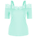 Summer Top T Shirt Women Fashion Solid Casual Short Sleeve Lace Off Shoulder Tops Tshirt Women Camisetas Verano Mujer 2019