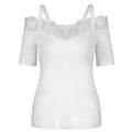 Summer Top T Shirt Women Fashion Solid Casual Short Sleeve Lace Off Shoulder Tops Tshirt Women Camisetas Verano Mujer 2019