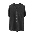 Summer Blouse Women Stand Collar Solid Short Sleeve Shirt Casual Blouse Button Down Shirt Casual Tops Plus Size Blusas Feminina