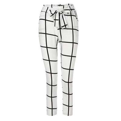 Feitong Women Elastic Waist Casual Pants Bandage High Waist lattice Pencil Pants Slim Fit Trousers Streetwear Pantalon Femme