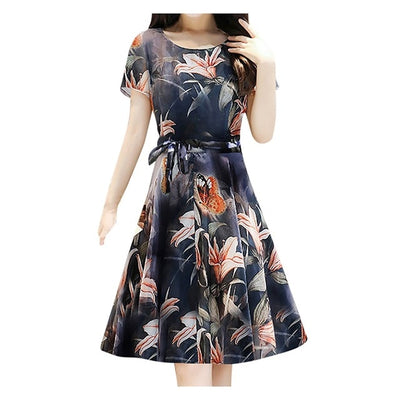 Women Dress Printing Short Sleeve O-Neck Loose Elegant Bohemian Summer Dress Casual Party Dresses Vestidos de Verano Robe Femme