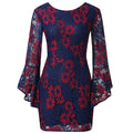 Women Casual Elastic Waist Lace Print Dress Summer Dress 3/4 Sleeve Elegant Casual Party Dresses Vestidos de Verano Robe Femme