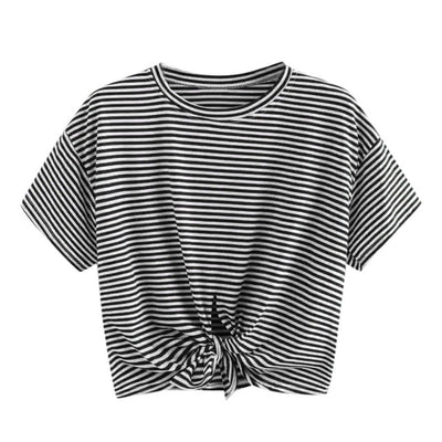 T Shirt Women Ladies Stripe Short T-Shirt Short Sleeve O Neck Casual Tops Summer Tee Shirt Femme Camisetas Verano Mujer 2019