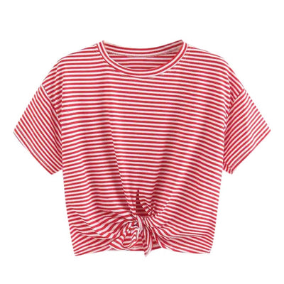 T Shirt Women Ladies Stripe Short T-Shirt Short Sleeve O Neck Casual Tops Summer Tee Shirt Femme Camisetas Verano Mujer 2019