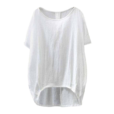 Feitong Women Blouses Lady Linen Solid Tee Shirt Plain Loose Tee Shirts Asymmetrical Ladies Shirt Casual Tops Blusas Femininas