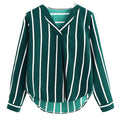 Women Casual Autumn Long Sleeve V-Neck Irregular Striped Print Shirt Blouse Womens Tops and Blouses Blusas Mujer de Moda 2019