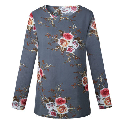 Women Casual O Neck Boho Floral Printing Long Sleeve Ladies Shirts Blouse Womens Tops and Blouses Blusas Mujer de Moda 2019