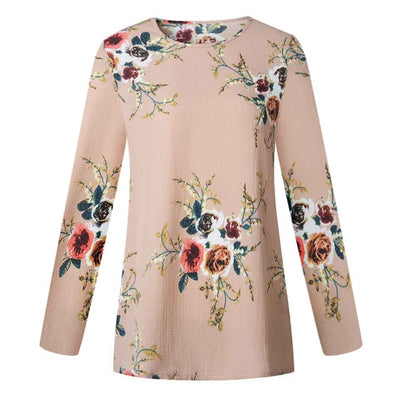 Women Casual O Neck Boho Floral Printing Long Sleeve Ladies Shirts Blouse Womens Tops and Blouses Blusas Mujer de Moda 2019