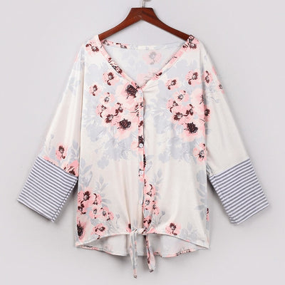 Fashion Autumn Blouse Women Tops V-Neck Three Quarter Sleeve Button Bandage Kimono Blouse Ladies Shirt Blusas Mujer de Moda 2019