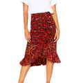 Feitong Leopard Print Vintage Women Skirts Fashion Loose High Waist Pleated Skirt Ladies Summer Party Casual Skirts Jupe Femme