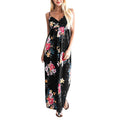 Summer Dress Women Floral Print Deep V-neck Summer Strap Halter Bohemian Beach Party Long Dresses Robe Femme Vestidos Mujer