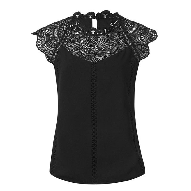 Feitong Women T Shirt Lace Solid Sleeveless Hollow Tops Ladies Tee Shirt Summer Fashion Casual Female T Shirt Women Clothing