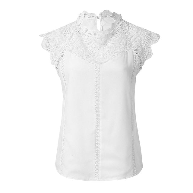 Feitong Women T Shirt Lace Solid Sleeveless Hollow Tops Ladies Tee Shirt Summer Fashion Casual Female T Shirt Women Clothing