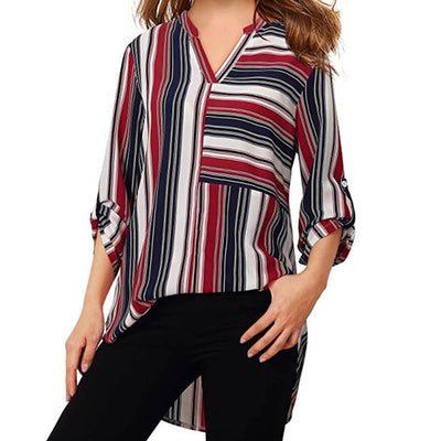 Fashion Women's Stripe Shirt Autumn Blouse Long Sleeve Blouse V-Neck Casual Shirt Blusas Feminino Ladies Blouses Female Tops