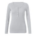 Women T Shirts Womens V Neck Henley Shirts Long Sleeve Solid Button Down Basic Ladies Tees Casual Slim Women Tops T-Shirts